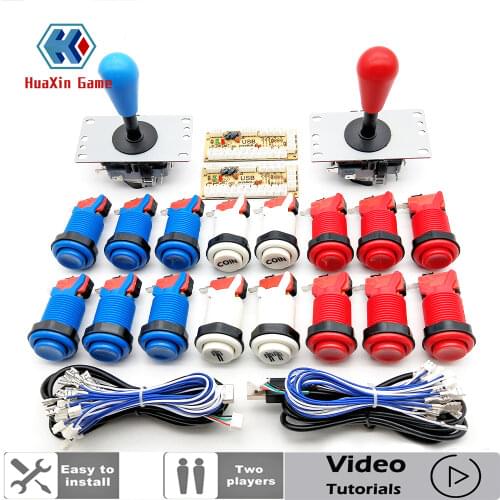 Arcade DIY KIT American Style SANWA Joystick HAPP COIN 2 Player Push Button Micro Switch Zero delay encoder For PC Raspberry pi