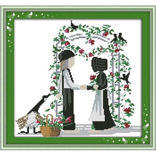 True Love Lasted Until The Very End Chinese Cross Stitch Kits Ecological Cotton Stamped Printed 14 11CT DIY Wedding Decoration