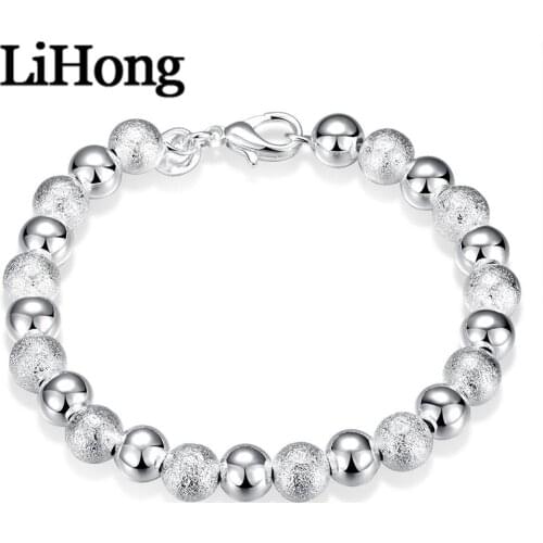 New Style 925 Sterling Silver Smooth Matte 8mm Bead Chain Bracelet For Feminine Charm Wedding Engagement Fashion Evening Party J
