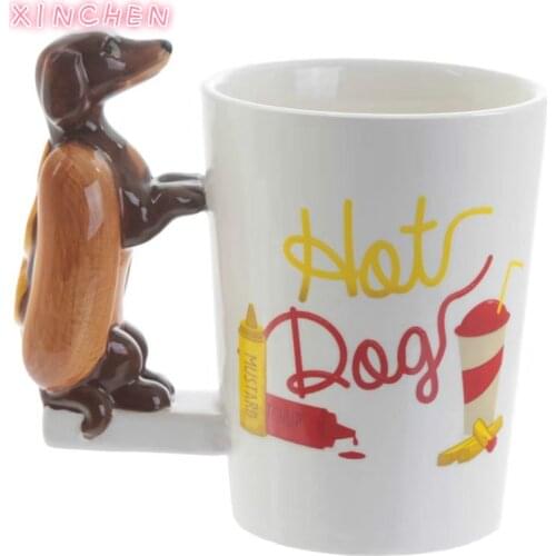 Creative Dachshund Sausage Pet Dog Personalised Coffee Mug Unique Sausage Dog Creative Fast Food Sausage Puppy Bassotto Mugs Cup