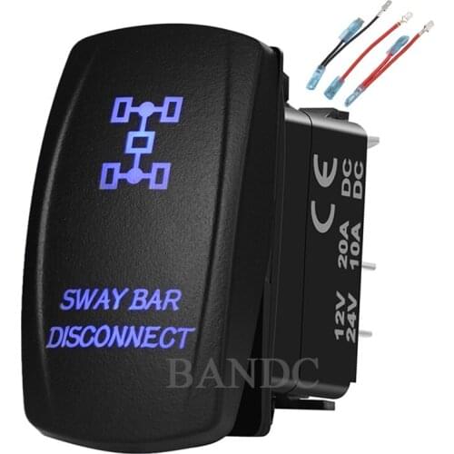 SWAY BAR DISCONNECT Rocker Switch，Laser-Etched 5P On-Off SPST Led Light Button for Car Boat ARB NARVA，12V/24V，Jumper Wires