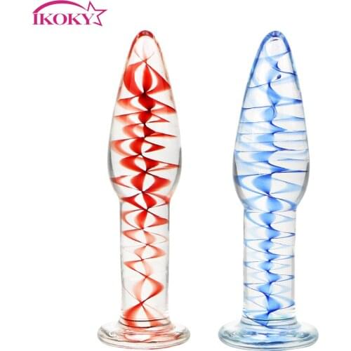 IKOKY Transparent Butt plug Crystal Dildo Sex toys for Women Man Glass Anal Plug Adult Products Female Masturbation