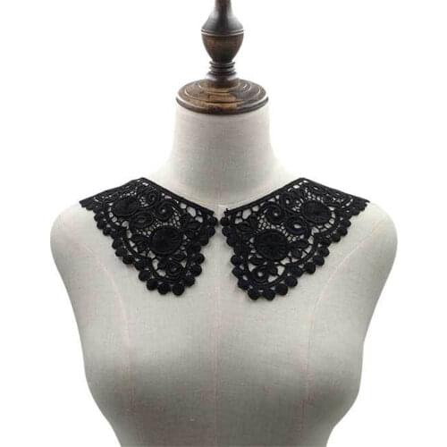 Luxury 3D Embroidery black flower lace fabric trim ribbon DIY sewing applique collar cloth dubai wedding fringe guipure decor