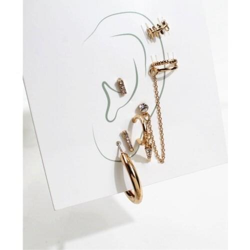 Fashion 6PCS/SET Mixed Ear Post Cuff Clip On Earrings Fake Cartilage Earring for Women Men Clip Earrings No Pierced Ear C Shape