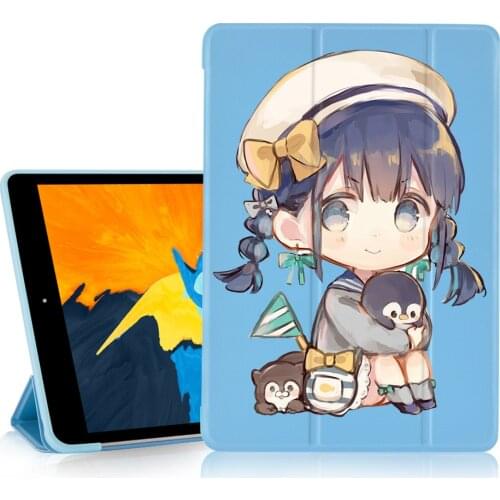 Anime Girl Sweet Cute Cover for IPad Pro 11inch 2nd Generation 2020 Girl Long Hair Cases for IPad 6th Generation 9.7inch 2018