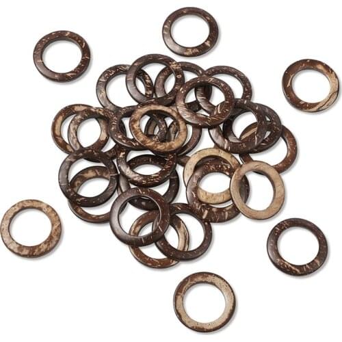200pcs 38x2~5mm Wood Jewelry Findings Coconut Linking Rings Beads Pendants for Jewelry Making, Camel