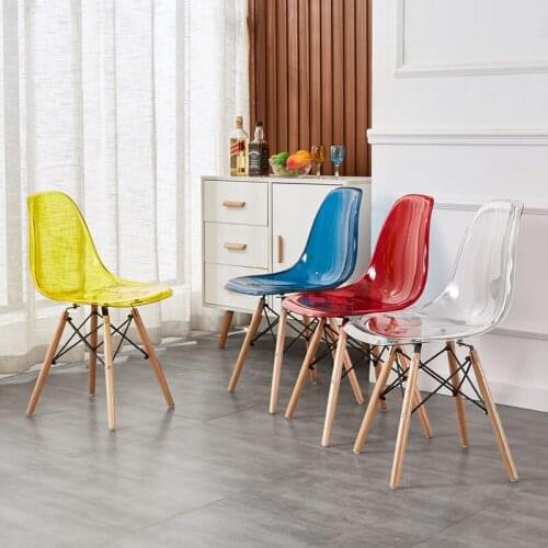Dining Chair Modern Transparent Backrest Stool Dining Room Furniture Nordic Negotiation Office Chairs Leisure Solid Wood Chair