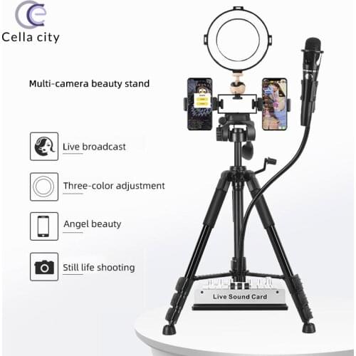16/26cm LED Photo Ring Light Selfie RingLight with Microphone Tripod Stand 3 Light Modes Dimmable Ringlight for YouTube Video
