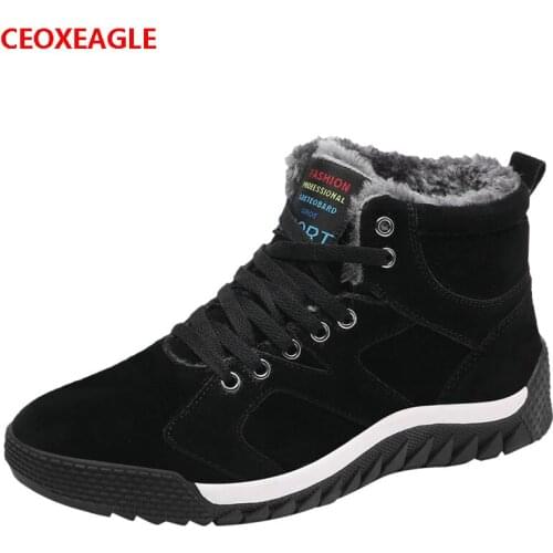 New Winter Fur Warm Male Boots For Men Casual Work Adult Shoes Quality Walking Rubber Brand Footwear Sneakers Plus sizes 39-47