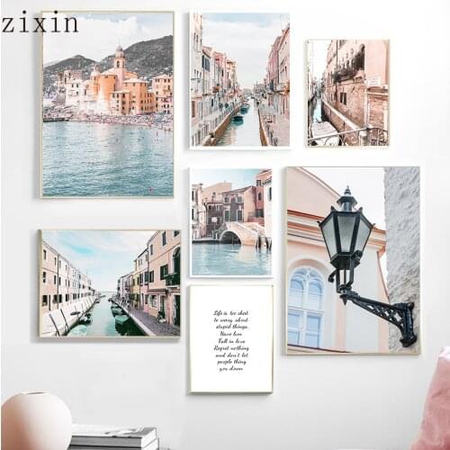 Venice Water City Boat Bridge Lamp Sea Quotes Nordic Posters And Prints Wall Art Canvas Painting WallFor Living Room Pictures