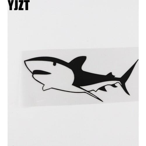 YJZT 12.2CMX5CM Waterproof Shark Art Car Decal Vinyl Car Sticker Black /Silver 13C-0221