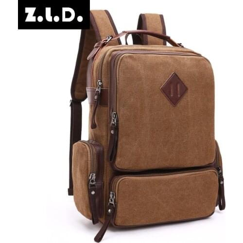 Z.L.D. New large capacity mens computer bag ladies high quality backpack youth student canvas bag fashion brand travel backpack