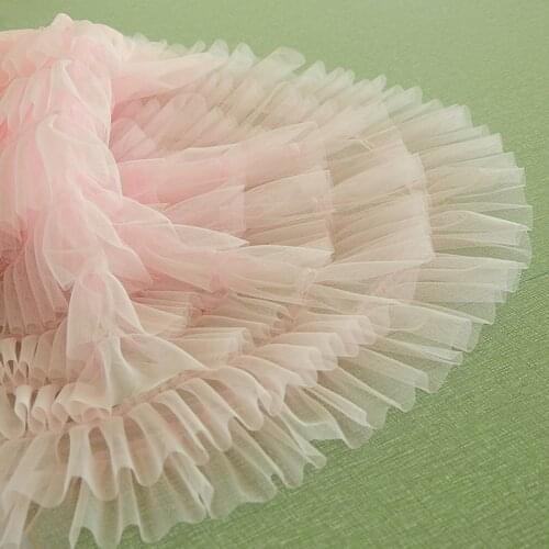 2meters/lot 8 layers ruffle mesh lace pleated 3D ruffled designer fabric for patchwork Ruffle lace trim accessories