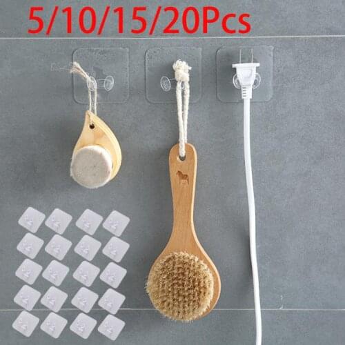 20Pcs Self Adhesive Door Wall Hangers Hook Suction Heavy Load Rack Cup Sucker for Kitchen Bathroom Transparent Strong Hooks