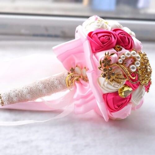 2018 new hot Artificial Wedding Bouquets Hand made Flower Rhinestone Bridesmaid Crystal Bridal Wedding Bouquet de mariage