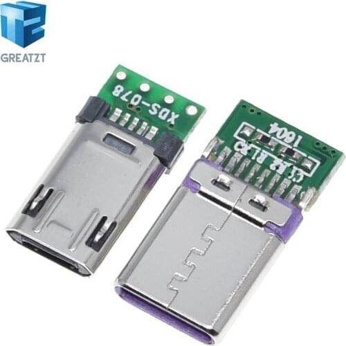 2020 NEW Micro Male Plug With PCB Solder Plate Double-sided Micro 5P Plug Usb Connector+ Type-C Male USB Connector With 4Pin PCB