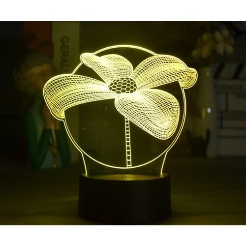 3D Illusion Stereo Flower Sunflower Shape Night Light for Home Lighting Decoration Bedroom Bedside Scenery Beautiful Desk Lamp