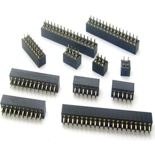 5pcs x 2x2/3/4/5/6/7/8/9/10/11/12/13/14/15/16/17/18/20/25/40Pin 2.0mm Double Row Stright Female Pin Header Strip PCB Connector