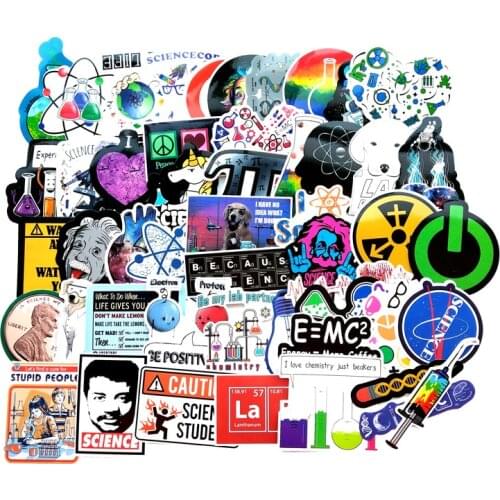 50PCS Science Chemistry Lab Astronaut Stickers Blockchain Code Brain Scientists Funny Stickers for Child Gift Luggage LD