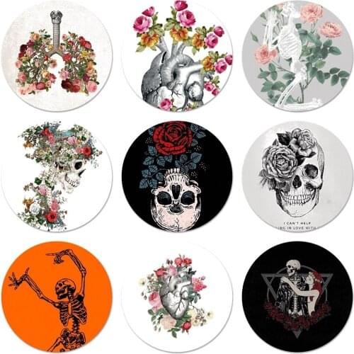 58mm Art Beautiful Tumblr Aesthetic Skull Badge Brooch Pin Accessories For Clothes Backpack Decoration gift