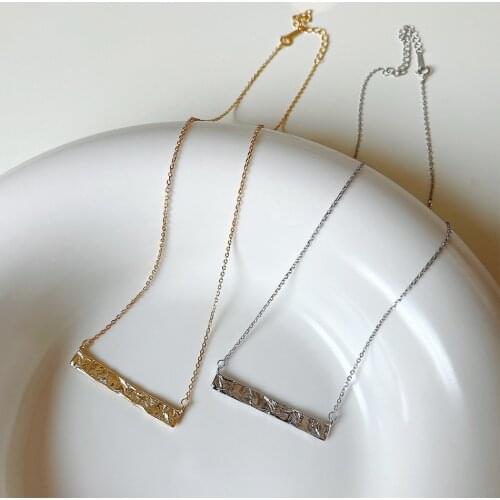 Amaiyllis925 Sterling Silver Light Luxury Irregular Bar Necklace Pendant Handmade Choker Boho Collier Necklace For Women Jewelry