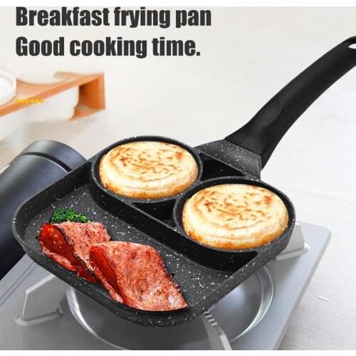 3-In-1 Nonstick Egg Frying Pan Gas Stove Divided Grill Pan For Breakfast Burgers And Bacon Multi-Function Omlette Pan Suit