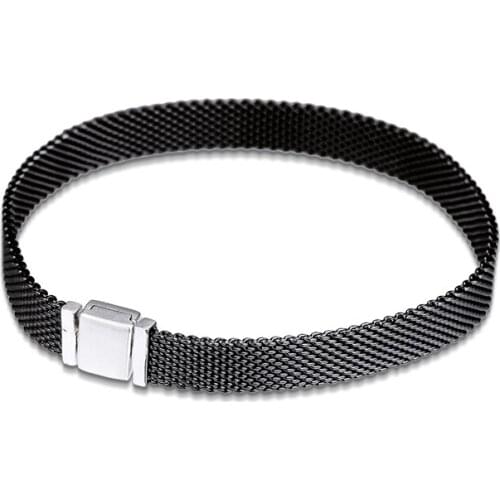 Bracelet For Women Reflexions Oxidised Mesh Chain Bracelets 925 Sterling Silver Jewelry Femme Pulseira Plata de ley Armband