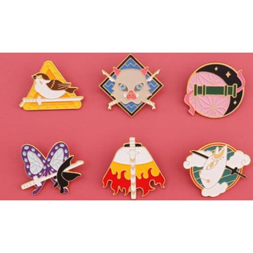 Demon Slayer Kimetsu No Yaiba Brooch Badge Anime Cosplay Metal Brooches Man Woman Pin Accessories Prop