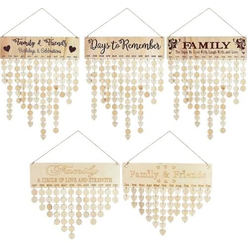 Birthday Special Days Reminder Board Hanging Decor Wooden Calendar Board Hanging Ornament Family and Friends Wood Sign Plaque