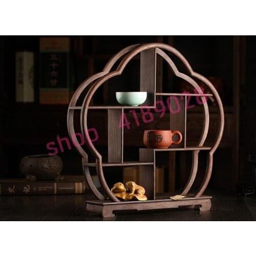 Solid wood chicken wing wood, plum blossom shape (large size) curio shelves, ornament pendulum rack