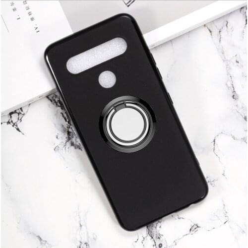 For LG K61 K51s Q61 K40 K41s Q51 K12 Prime K50 Stylo6 K40s Q70 K20 X2 K30 2019 Back Ring Holder Bracket Cover Soft Silicone Case