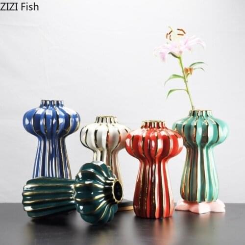 European Modern Plating Lantern Ceramic Vase Living Room Bedroom Decoration Flower Arrangement Art Flower Vases Home Decoration