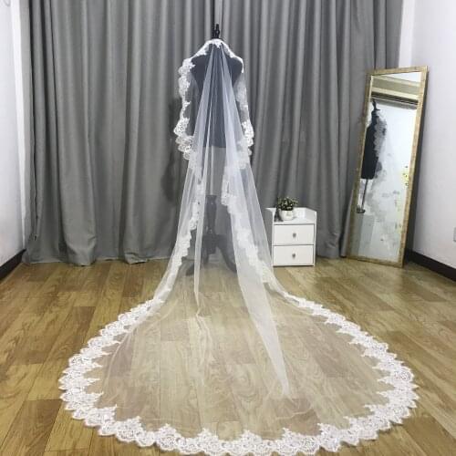 Real Phot 3meter Long One Layer Cathedral Veil Bridal Veil Tulle veil Sequin Veil With Comb Shiny veil Wedding Accessories