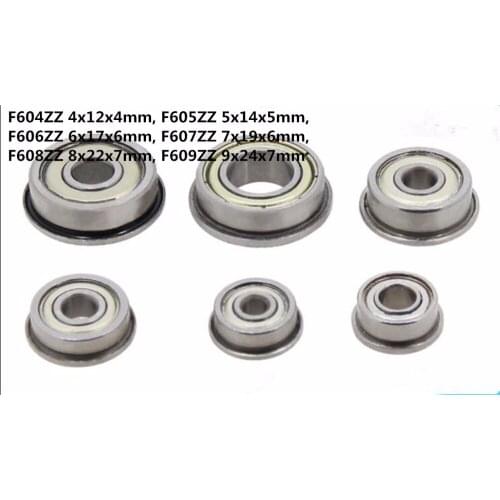 50pcs F604ZZ F605ZZ F606ZZ F607ZZ F608ZZ F609ZZ Flange Ball Bearing Metal Shielded Flanged Bearings
