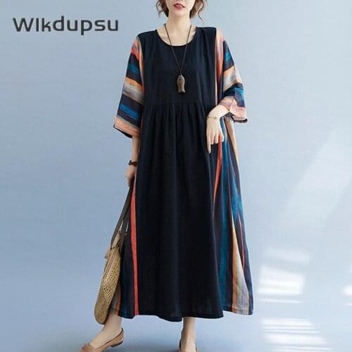 Indian Pakistani Dress Women Bohemian Style Boho Vintage Fashion Cotton Linen Long Maxi Dresses Female Ethnic Gypsy Clothing