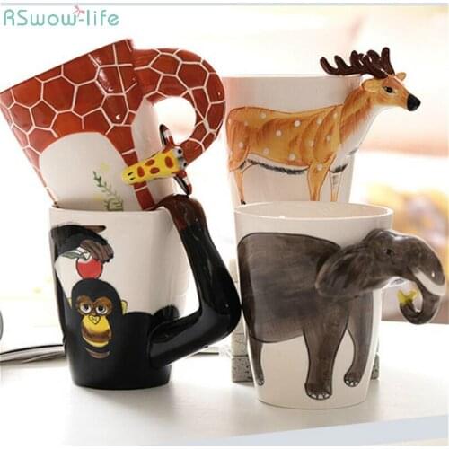 Three-Dimensional Hand-Painted Ceramic Mug Pure Creative Home Ban Animal Cartoon Water Coffee Cup Ceramic Mug ForAdult Children