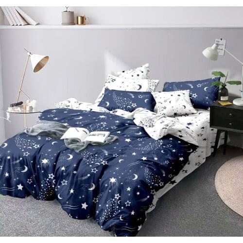 Blue Moon Pattern Bedding Set Duvet Cover Sets Super King Single Queen Full roupa de cama casal Black Comforter Case Bed Linens