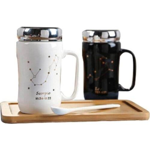 Creative the zodiac ceramic coffee cup for water office coffee cup of coffee cup coffee tea spoon of ceramic cup with cover