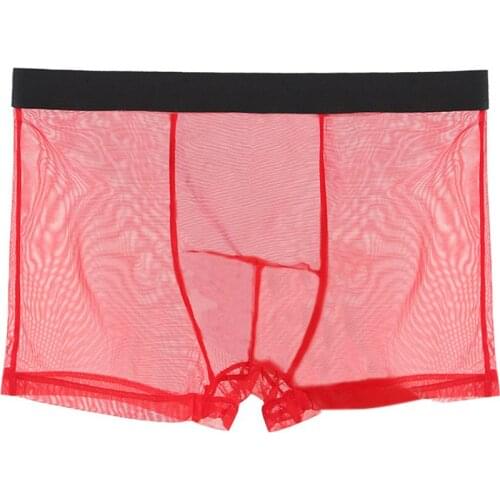 Best selling mens sexy full transparent underwear boyshort ice silk modal comfort anti-lean thin section youth trend boxer