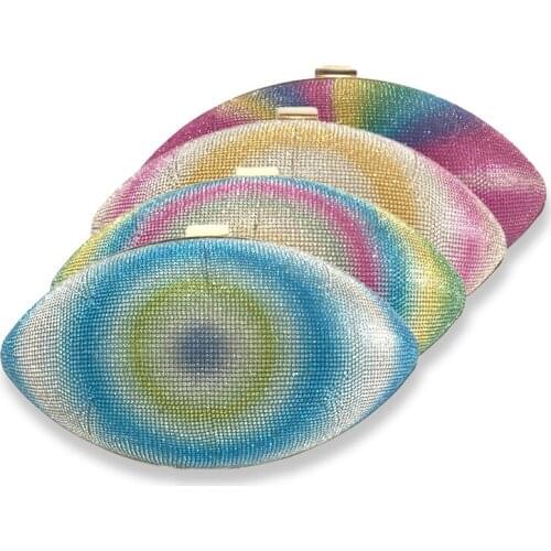 Mini-color artificial diamond inlaid olive shape slanting one-shoulder hand-held chain bag ladies uniform party bag