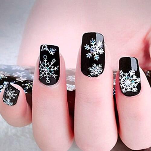 4 Colors adhesive Christmas snowflake nail art decorations stickers thin acrylic manicure decals nail supplies tool F281-284