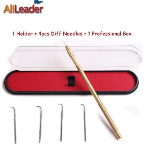 German Needle And Bronze Lace Ventilating Holder For Lace Wig Accessories (1-1,1-2,2-3,3-4) 4Pcs Stainless Steel Needles Kit