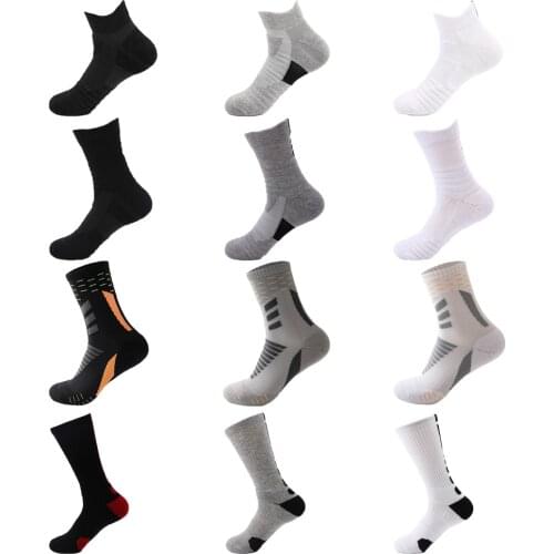 1Pair Running Stock Men Summer Short Socks Thick Sweat Sweat-Absorbent Outdoor Sports Walking Stockings Hiking Basketball Stock