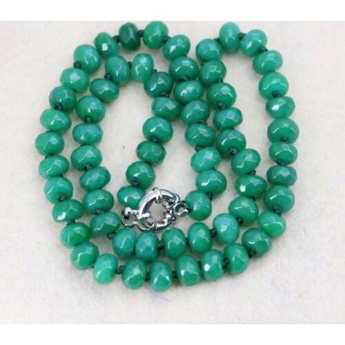 New Fashion Wholesale Price 5x8mm Green ! Roundel Beads Necklace Jewelry Stone 18" JT6800