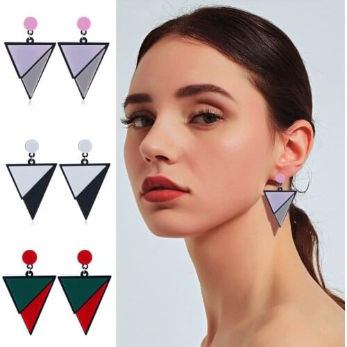 New Popular Simple Geometric Colorful Striped Geometric Acrylic Earrings Jewelry Best Party Personality Girls Women Gift
