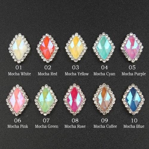 New style 30pcs/lot 10x14mm Mocha Metal Alloy Nail Art glass crystal glue on rhinestones for nails