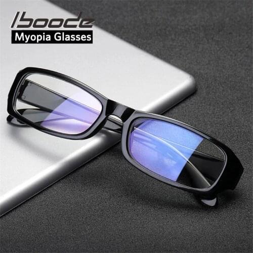 Iboode Simple Myopic Glasses Myopia Eyeglasses Women Men Black Frame Short Sight Lens Eyewear Anti Blue-ray Glasses Ultra Light