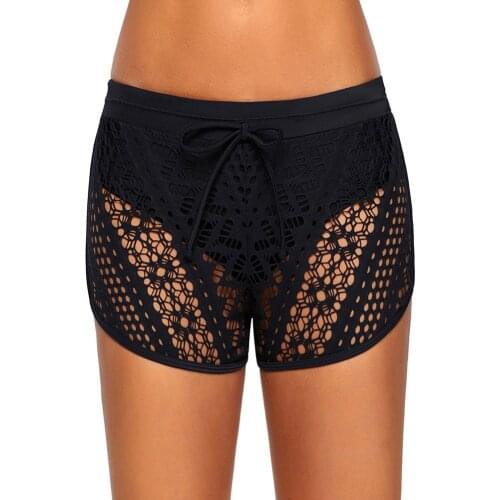 New 2020 Swimming Trunks Female Black Jacquard Lace Shorts Womens Four Corners Swimming Trunks Hot Springs Dress Swimming