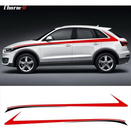 Car Styling Side Stripes Top Waist Line Body Decor Decals Stickers for audi q3 Decoration Accessories
