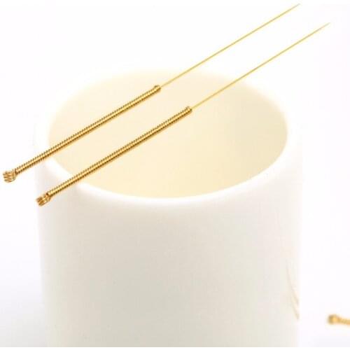 Sterile acupuncture needles full gold plated, full gilded, single retainer, 100 pcs